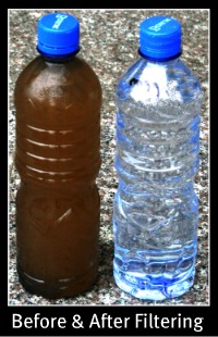 Backpacking Water Filter Before and After Filtering