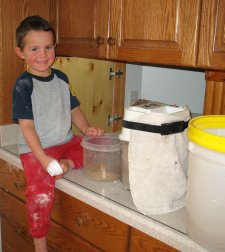 Food Storage Child Helping Grind Flour