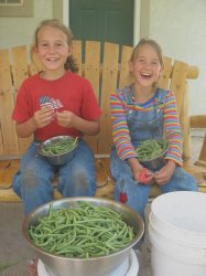 Children Snipping Green Beans