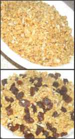 Granola with and without raisins