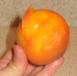 Blanched skin of a peach